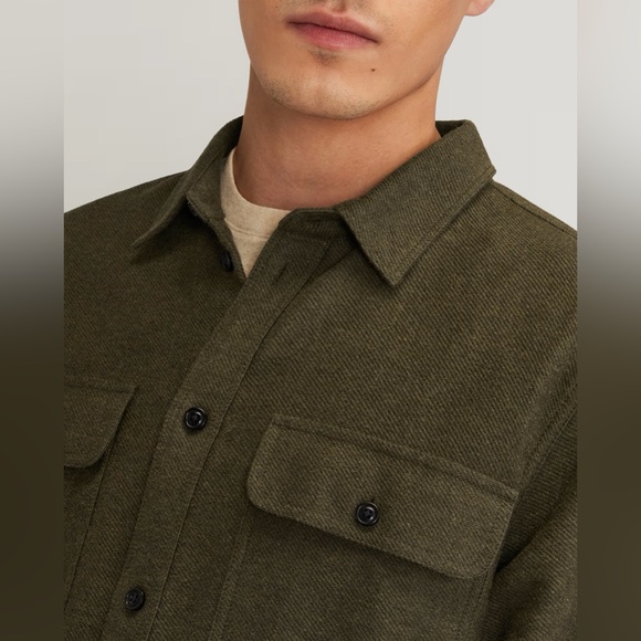 Everlane Mens The Heavyweight Overshirt Uniform Long Sleeve Heathered Green M - Picture 2 of 15